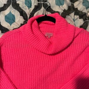 Francesca's Collections Neon Pink Cowl Neck Sweater